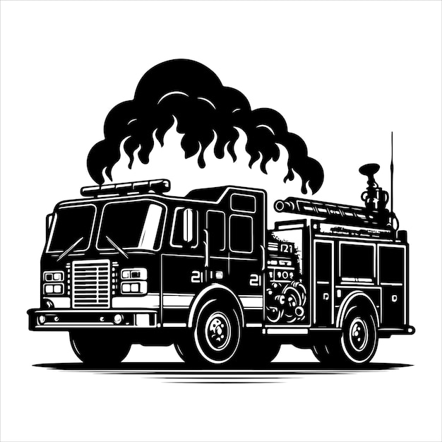 Fire truck silhouette Firefighter car vector illustration icon