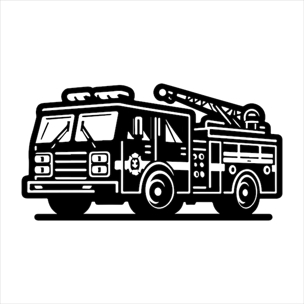 Fire truck silhouette Firefighter car vector illustration icon