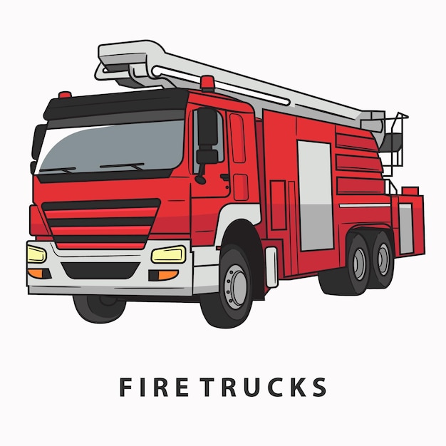 Fire truck on white background Cartoon transport