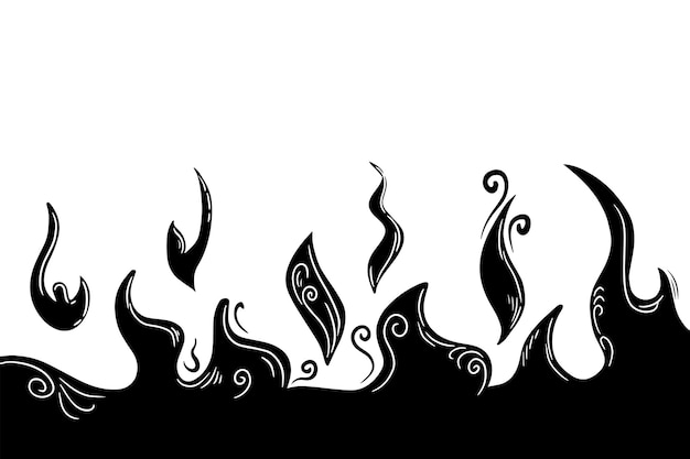 Fire vector black flame isolated on white background