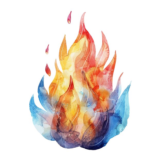 Vector fire vector illustration in watercolor style