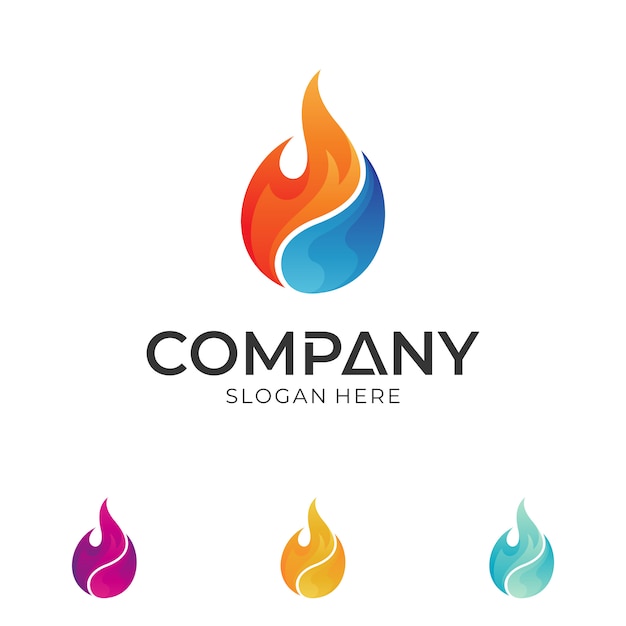 Fire and water drop logo