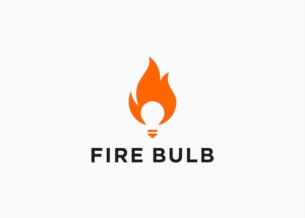 fire with light bulb logo icon vector silhouette illustration template