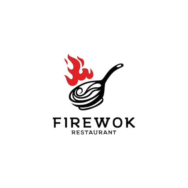 Fire wok restaurant logo design