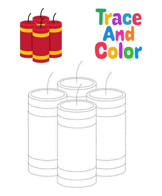 Firecracker tracing worksheet for kids