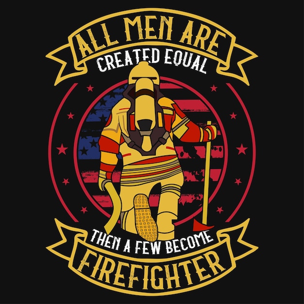 Firefighter or fireman typography or