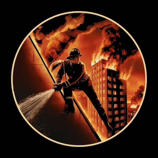 Vector firefighter illustration vector t shirt design