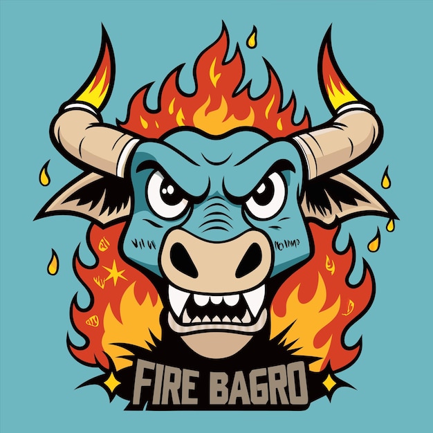 Vector a firefighter logo with a burning bull on it