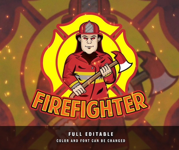 Firefighter mascot logo