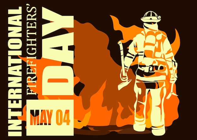 Firefighter silhouette vector illustration as a banner poster or template for international firefighters day