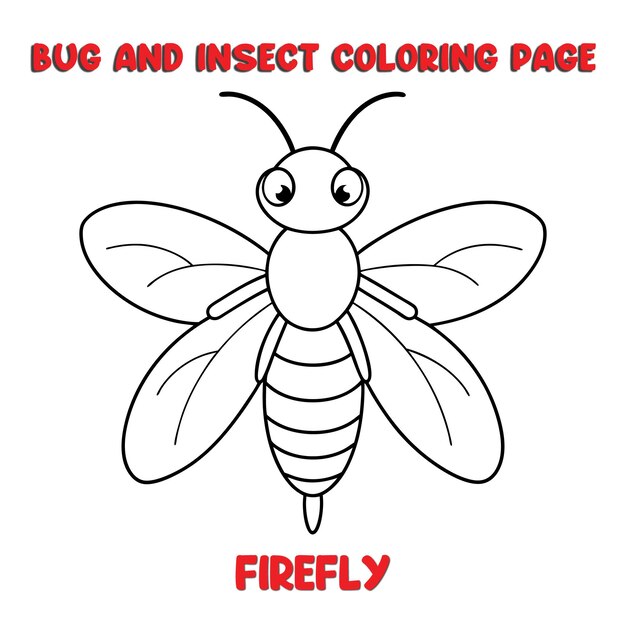 Vector firefly coloring page for a children bugs coloring book