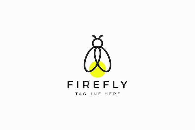 Firefly Logo Glowworm Beetle Firebug Minimalist Linear Logo Fairy and Fantasy Sign Symbol