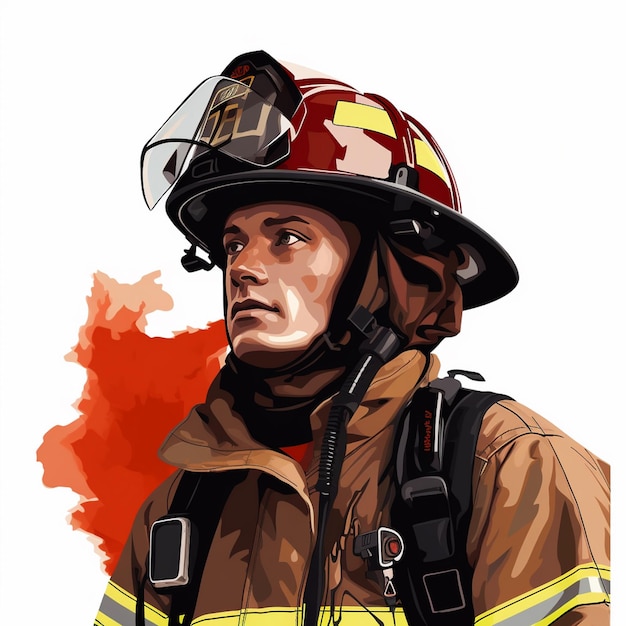 fireman vector emergency safety illustration firefighter fire helmet protection rescue dep