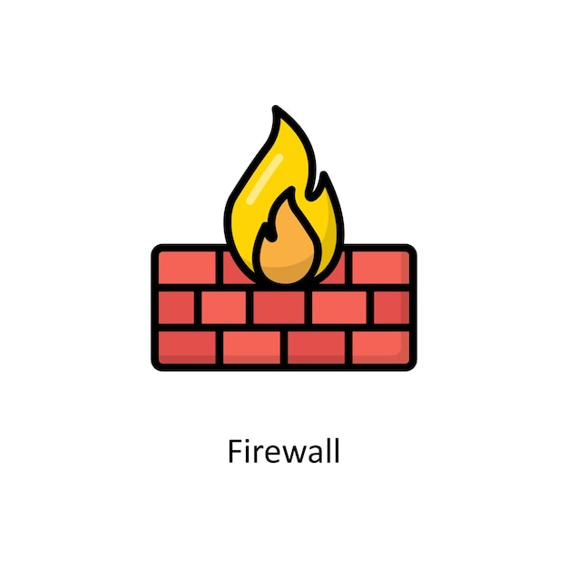 Firewall Vector Filled Outline Icon Design illustration