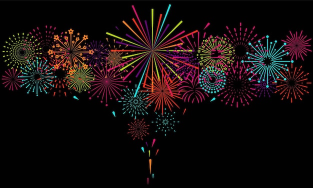 Firework happy new year festive background vector design