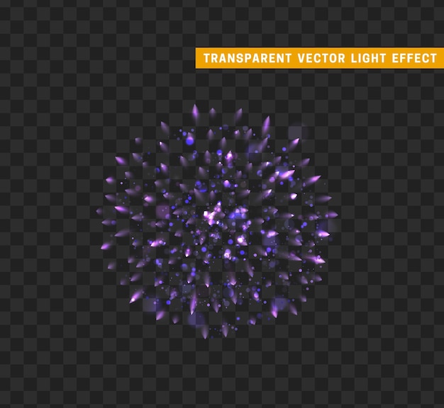 Firework lilac isolated. Xmas decoration. Holiday design element. Bright realistic firework with transparent background effect. Vector illustration