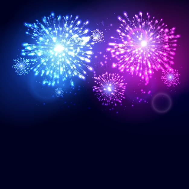 Firework new year holiday celebration template.  colorful firework flame carnival event background.