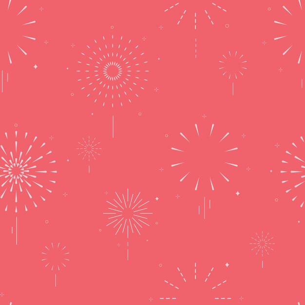 Vector firework seamless pattern on pink backgroundeditable vector illustration for fabrictile