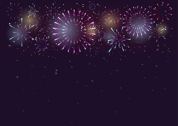 Fireworks and bokeh on New Year's Day  background