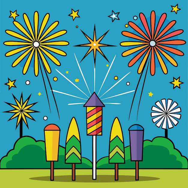 Vector fireworks cartoon clip art vector illustration design