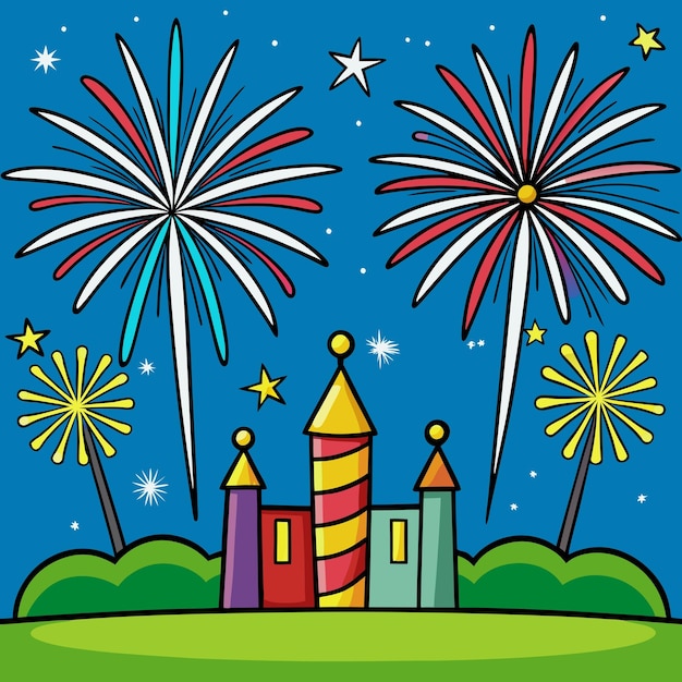 Vector fireworks cartoon clip art vector illustration design