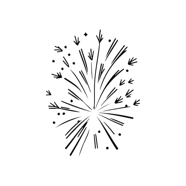 Fireworks Icon hand draw black colour winter decoration logo vector element and symbol