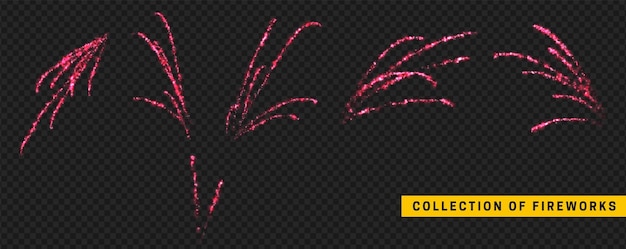 Fireworks lights. Fireworks explosions. Set of light effects realistic design. vector illustration