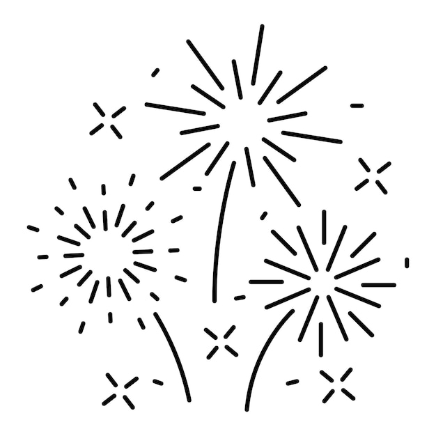 Fireworks line icon outline vector sign linear pictogram isolated on white logo illustration New year christmas and celebration carnival Happy new year