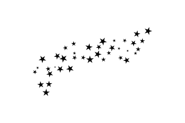 Fireworks star random source stream.  Falling Star. Stars on a white background. Vector illustration.