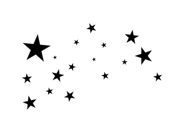 Fireworks star random source stream.  Falling Star. Stars on a white background.