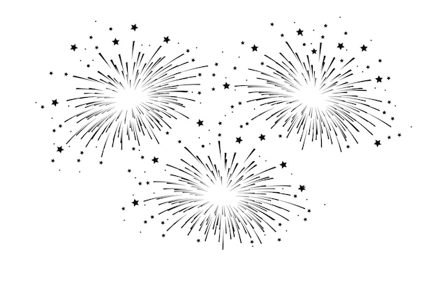 Fireworks and stars isolated on white background Vector illustration