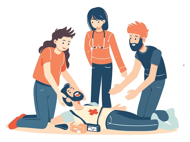 Vector first aid emergency scene