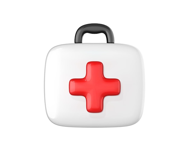 First aid kit Ambulance emergency box Medical help suitcase Healthcare emergency concept Vector 3d icon illustration