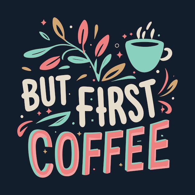 But first coffee typography t shirt design generative Ai