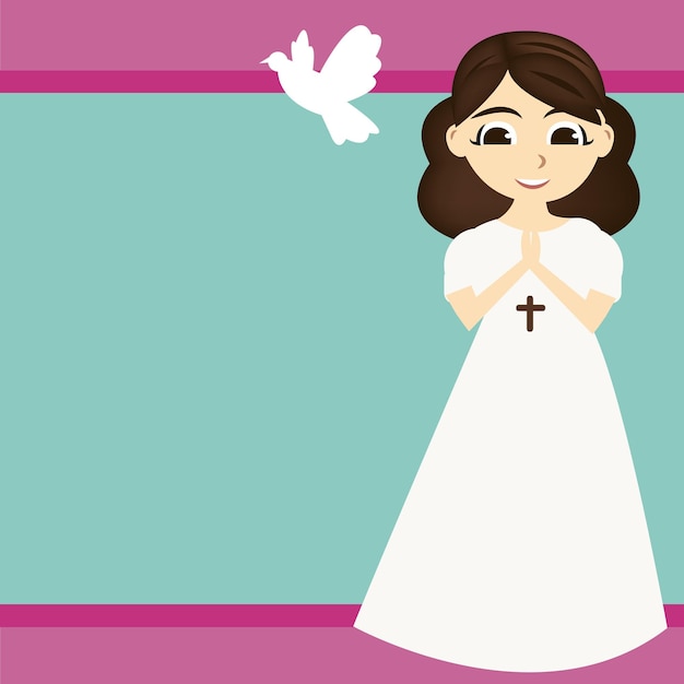 First communion vector invitation party