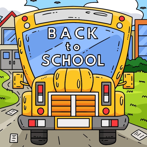 Vector first day of school back to school bus colored