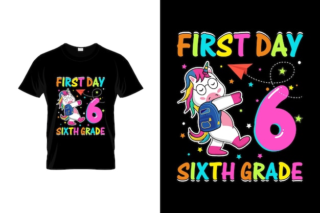 First Day of school T-shirt Design or First Day of school poster Design or First Day of school illus