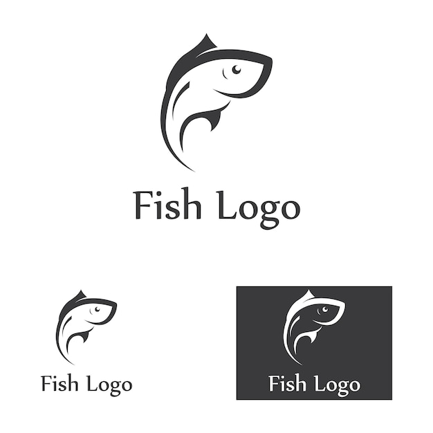 Fish abstract icon design logo templateCreative vector symbol of fishing club or online shop