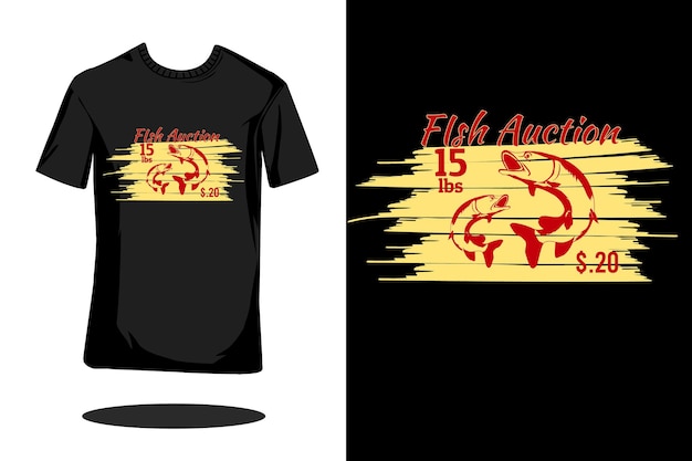 Fish auction silhouette retro t shirt design