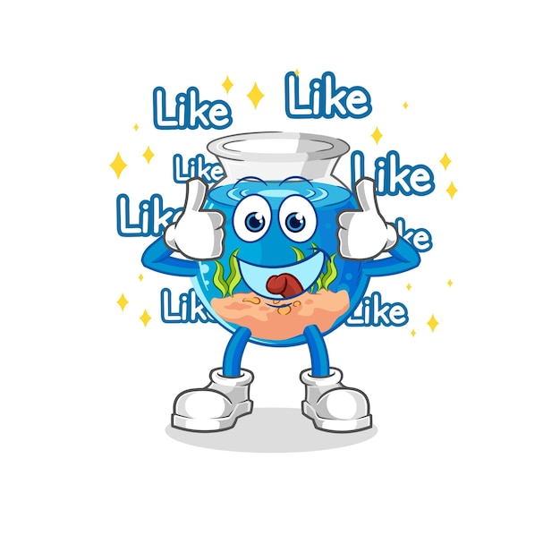 Fish bowl give lots of likes cartoon vector