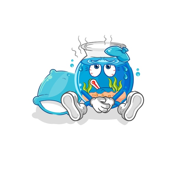 Fish bowl sick vector cartoon character