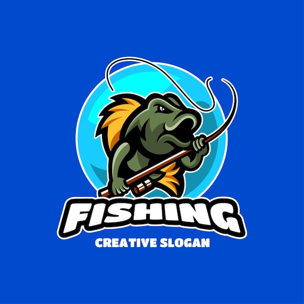 Fish Cartoon Character, Fishing Logo Template