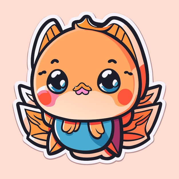 Fish cartoon character sticker