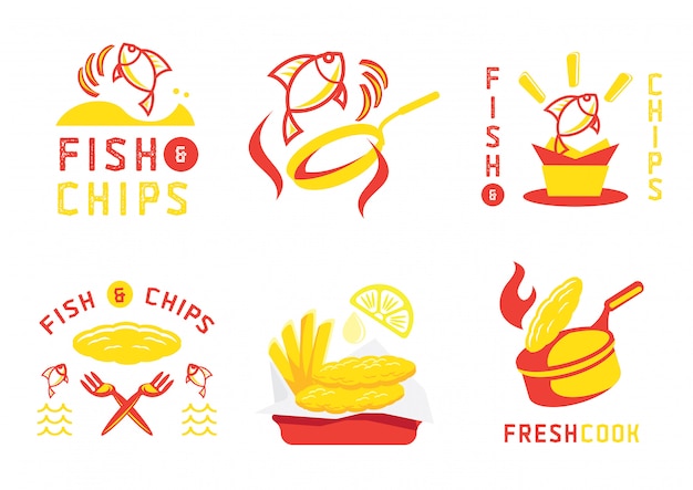 Fish and chip badge design and illustration