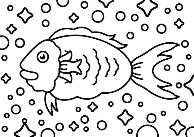 Fish Coloring book for educational kids