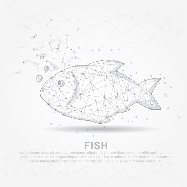 Fish digitally drawn in the form of broken a part triangle shape