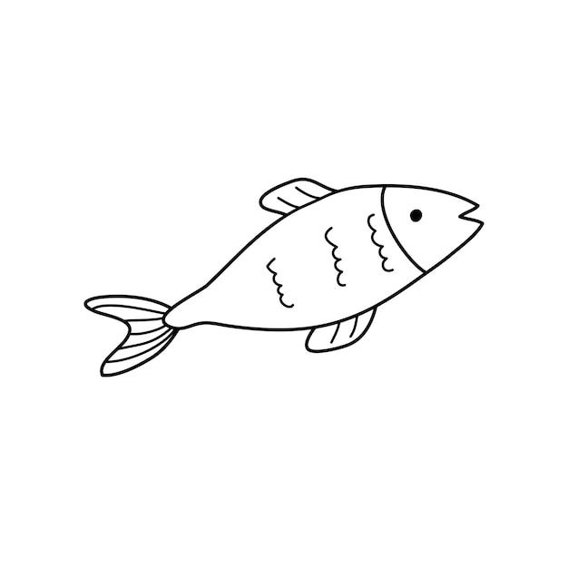 Fish in doodle style in black