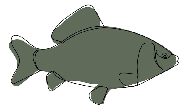 Fish drawing one continuous line vector