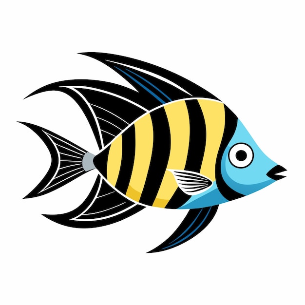 a fish drawing with a black and white striped fish on it