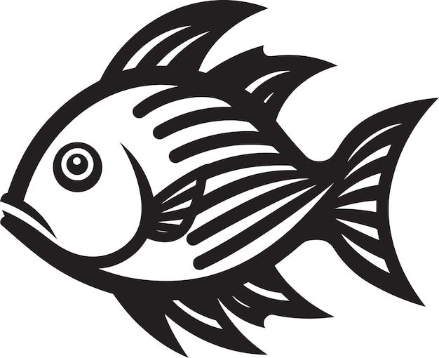 a fish drawing with an eye and a black and white background